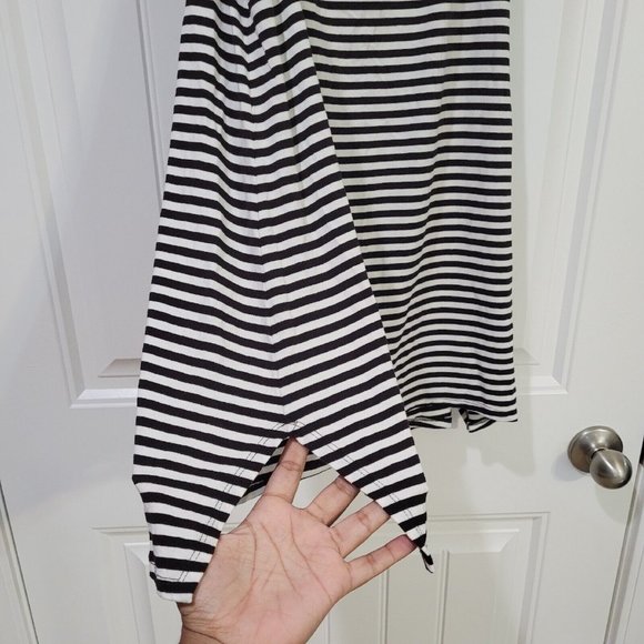 Kenneth Cole Reaction Cowl Neck Sleeveless Striped Top Size Large Black White - Picture 7 of 12